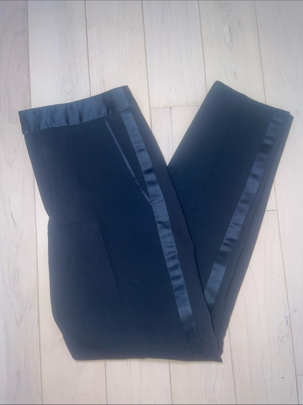 ZARA Black Tuxedo-Style Side-Stripe Trousers